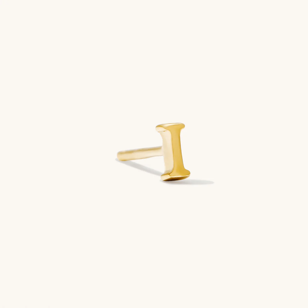 A to Z Initial Alphabet Studs Earrings – Sterling Silver Yellow Plated