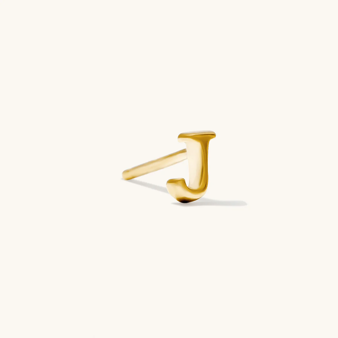 A to Z Initial Alphabet Studs Earrings – Sterling Silver Yellow Plated