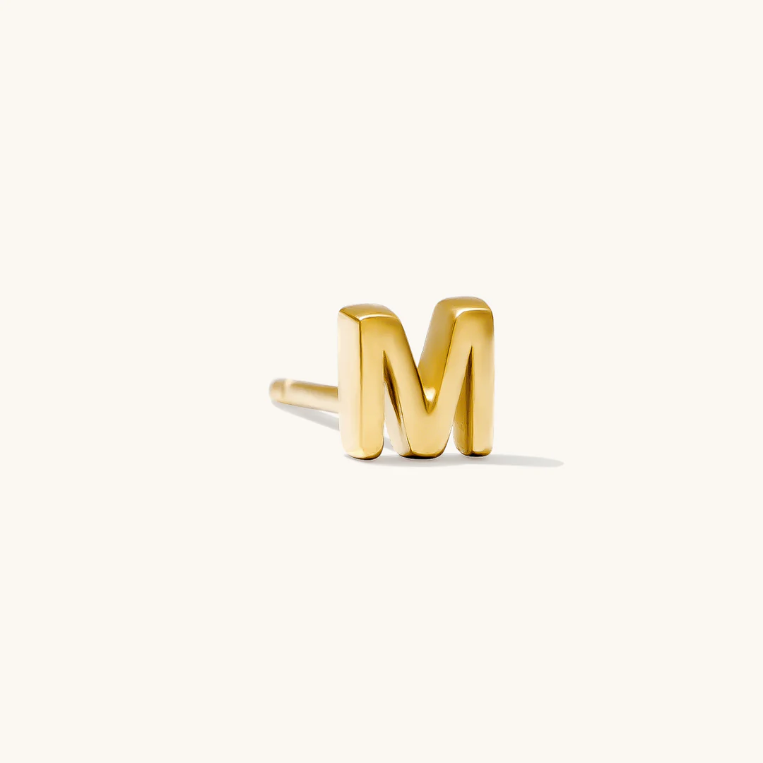 A to Z Initial Alphabet Studs Earrings – Sterling Silver Yellow Plated