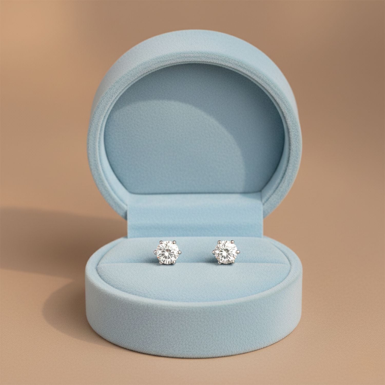 White Cubic Zirconia Stud Earrings - Sterling Silver