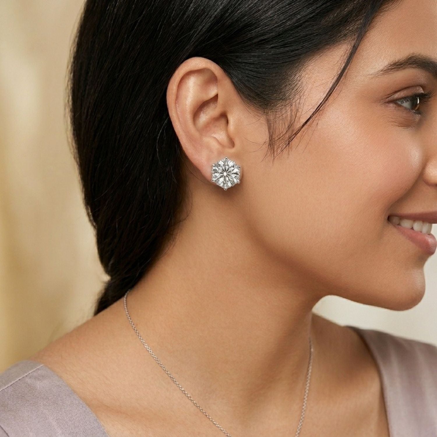 White Cubic Zirconia Stud Earrings - Sterling Silver