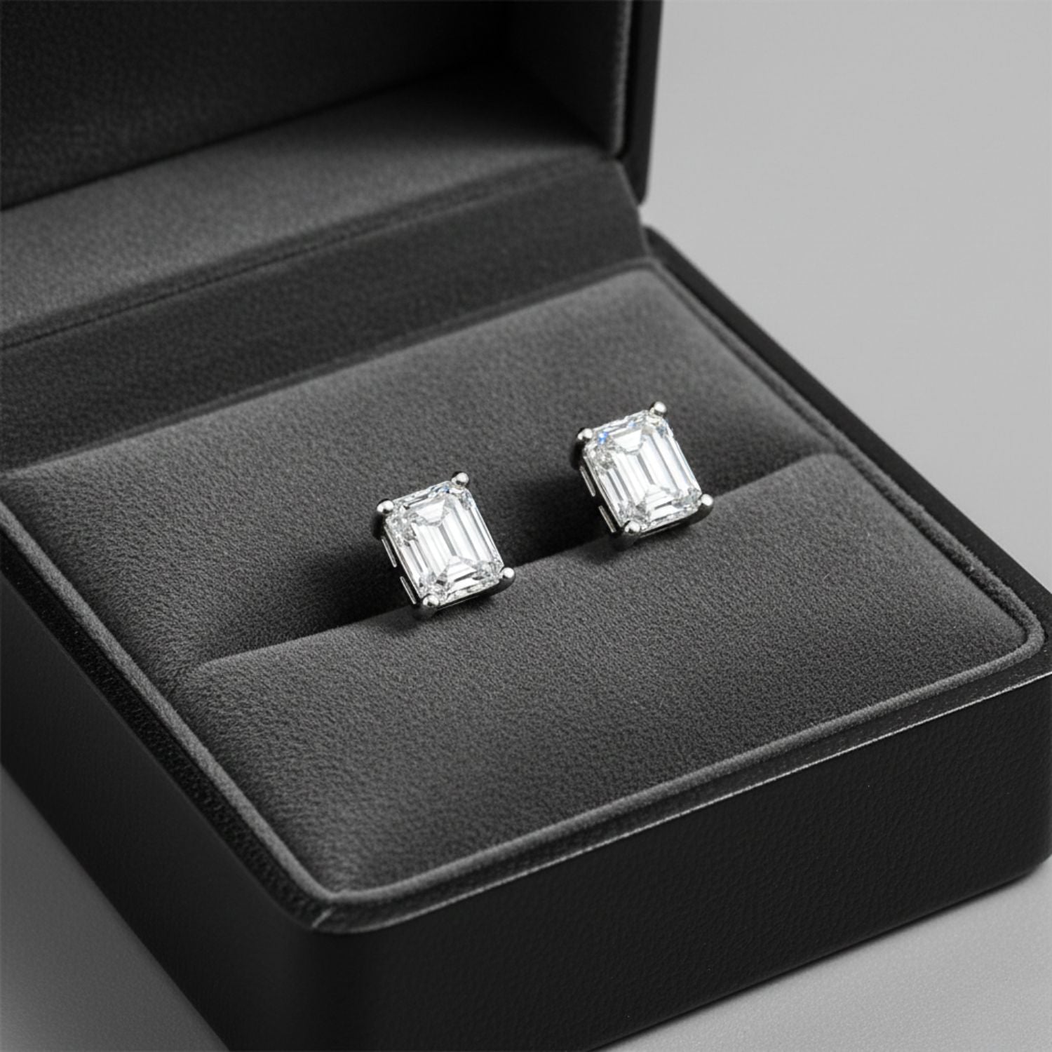 Octagon White Cubic Zirconia Stud Earrings - Sterling Silver