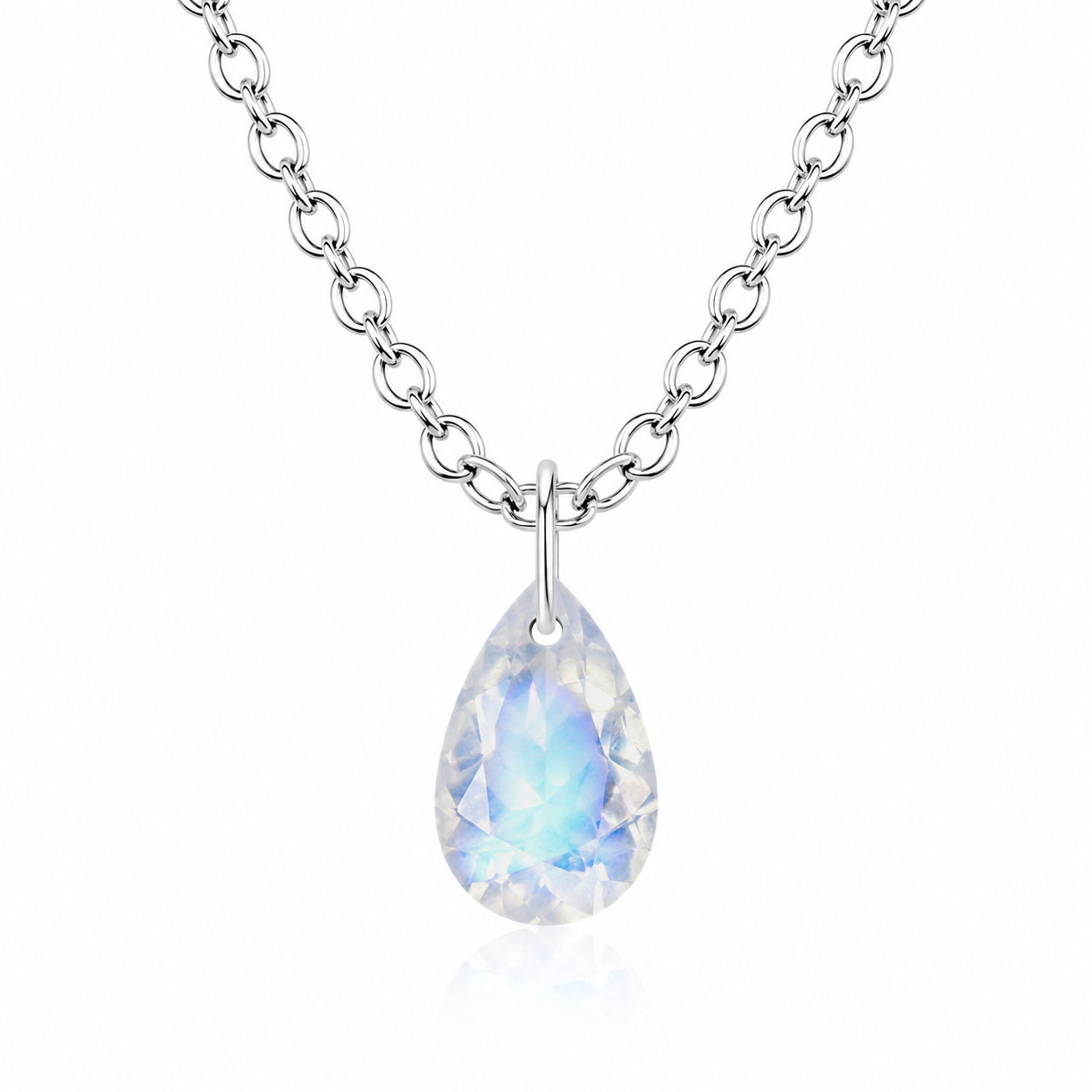 Pear Moonstone Solitaire Necklace - 925 sterling Silver