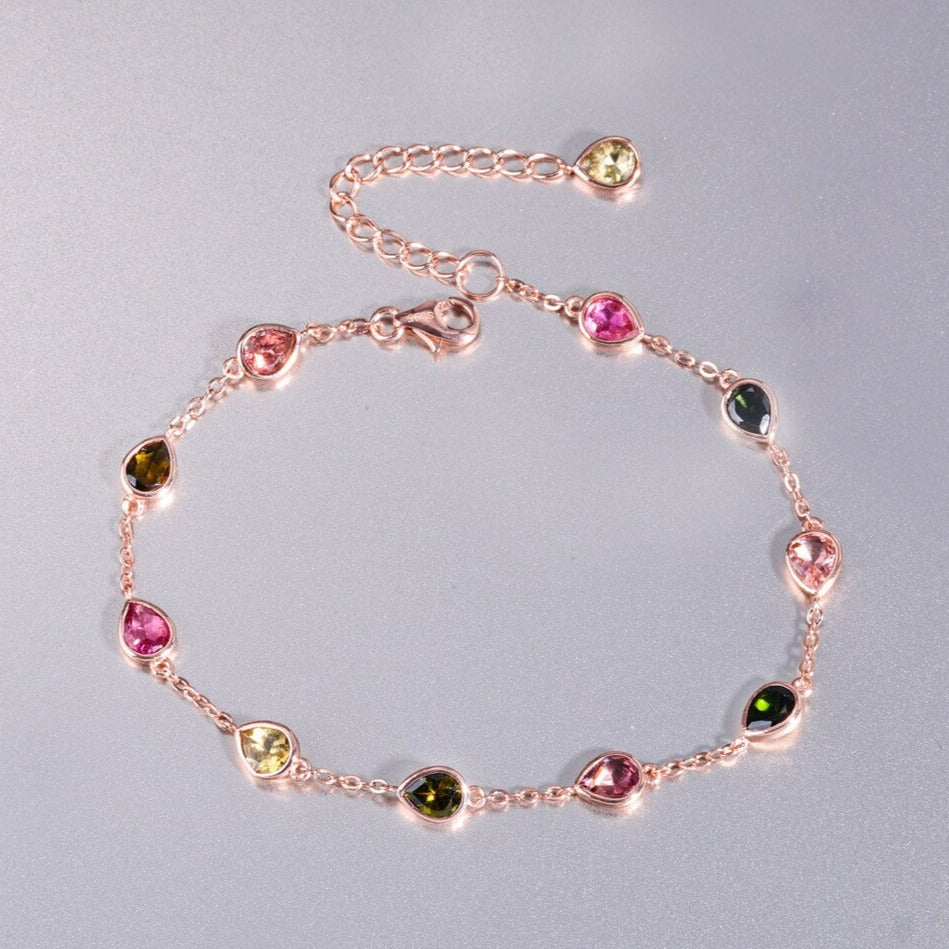 Multi Tourmaline Tennis Bracelet – 925 Sterling Silver