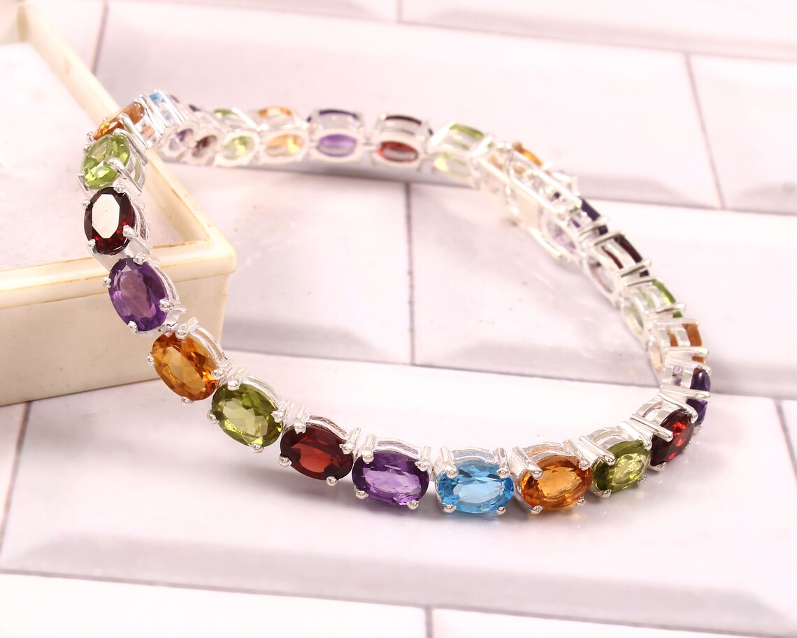 Multi Stone Tennis Bracelet – 925 Sterling Silver