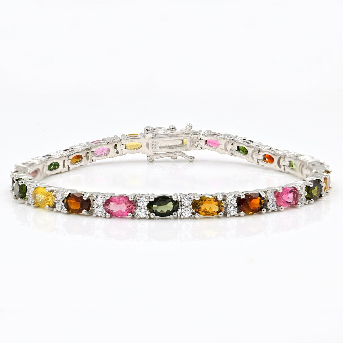 Multi Tourmaline Tennis Bracelet – 925 Sterling Silver