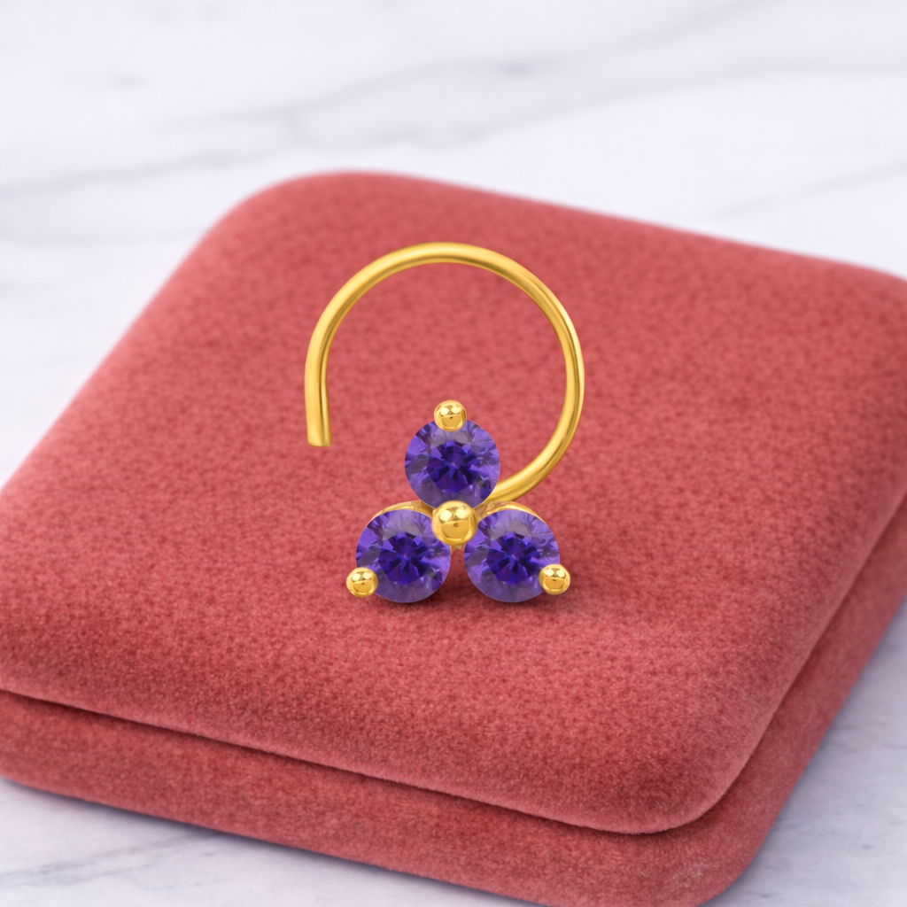 Multi Stone Minimal Cluster Nose Pin - Gold Plated 925 Silver