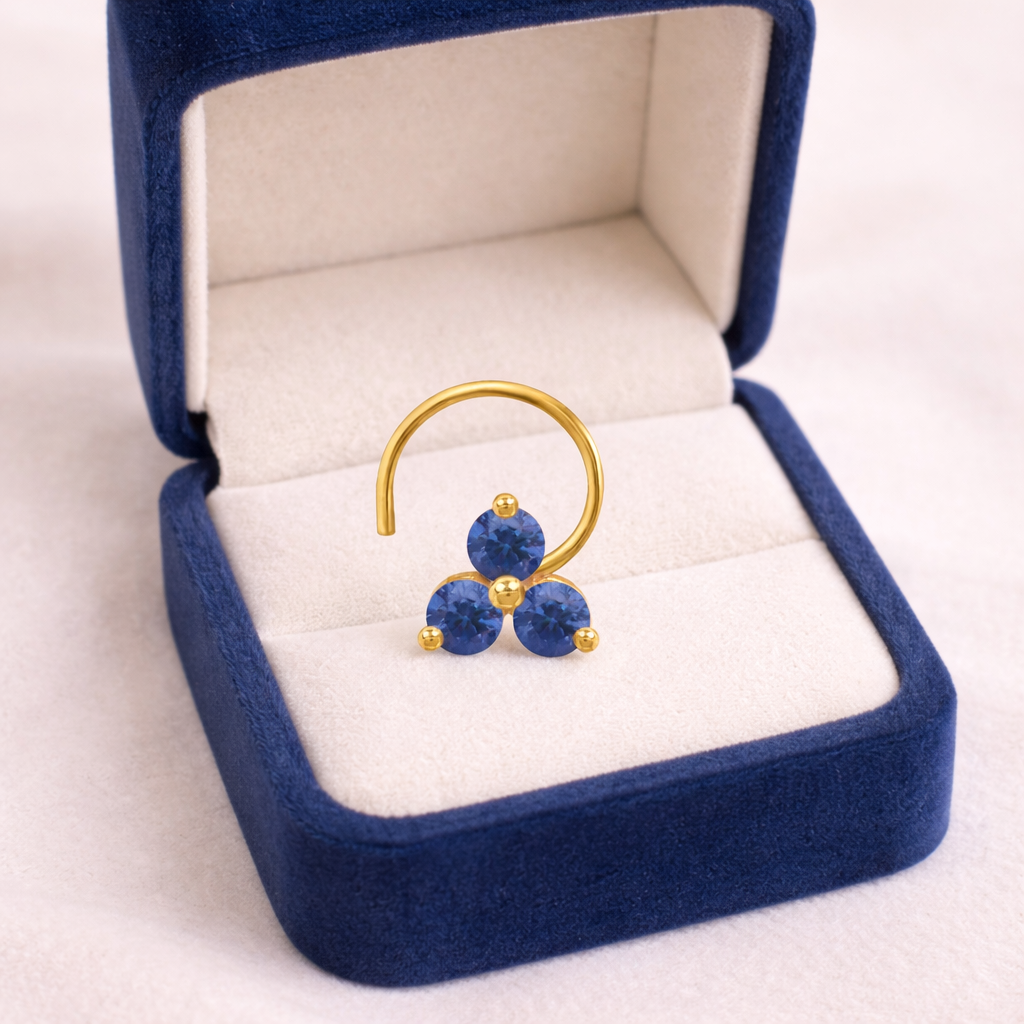 Multi Stone Minimal Cluster Nose Pin - Gold Plated 925 Silver
