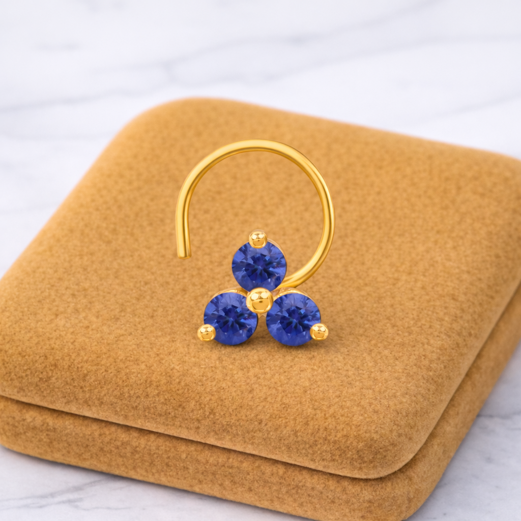 Multi Stone Minimal Cluster Nose Pin - Gold Plated 925 Silver