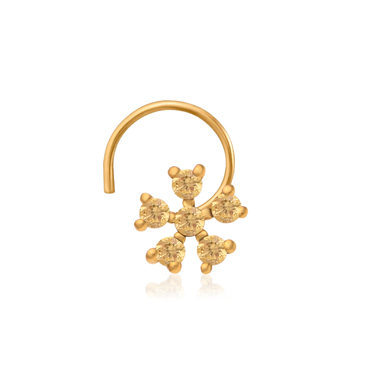 Multi Stone Nose Floral Nose pin – Gold Plated 925 Sterling Silver