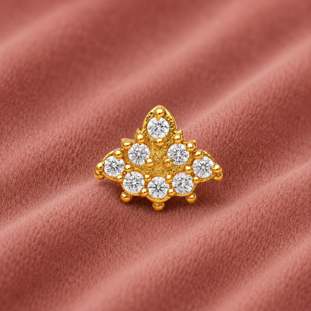 Floral White CZ Nose Pin for Women - Gold Plated 925 Silver