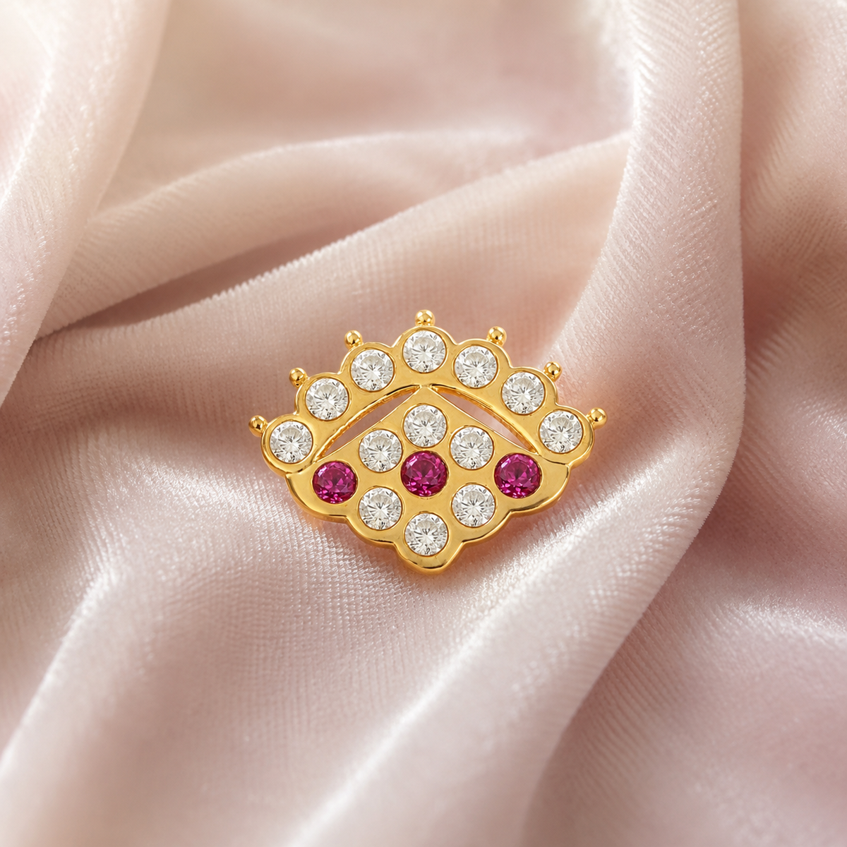 Pink & White CZ Designer Nose Pin - Sterling Silver Gold Plated