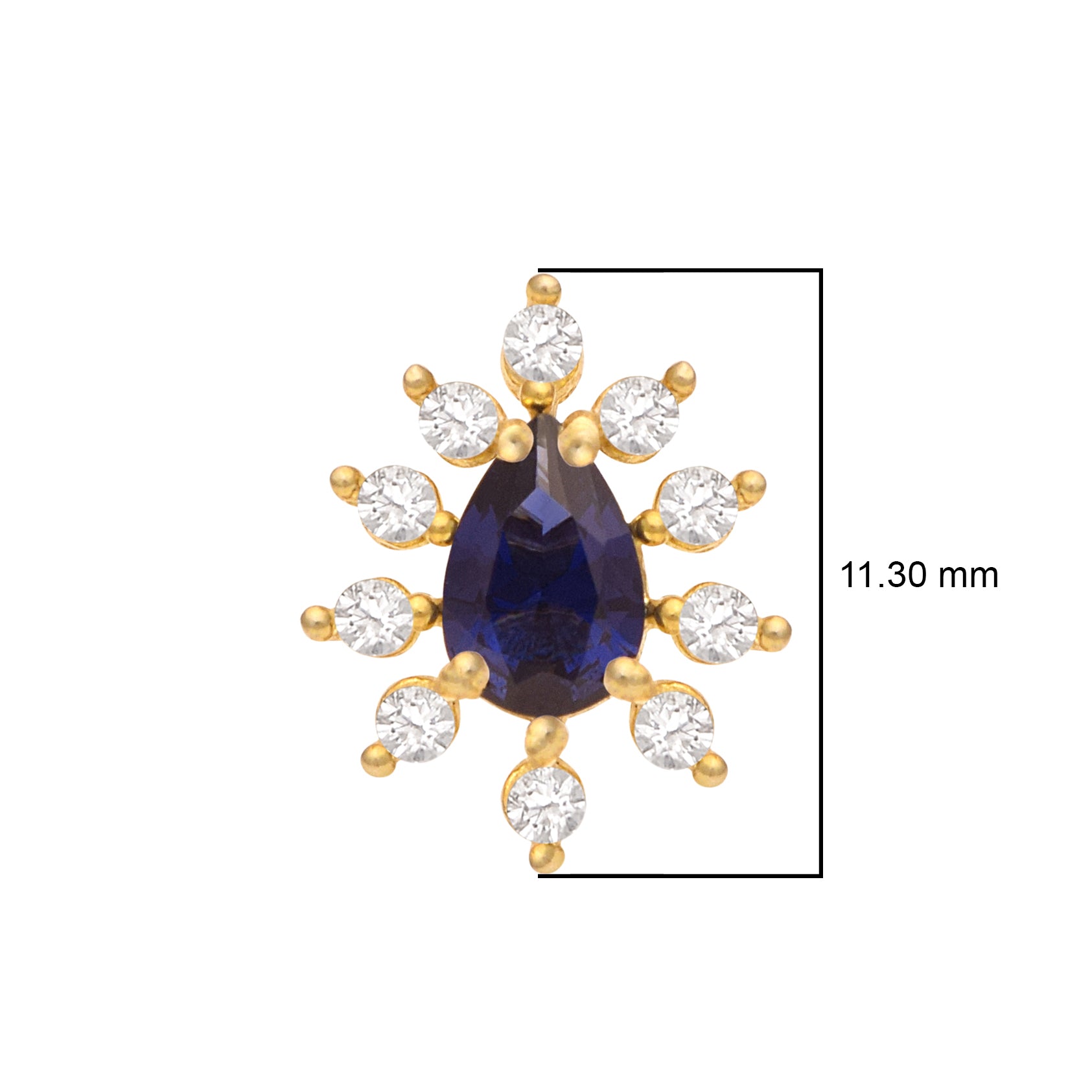 Gold Plated Blue CZ Starburst Nose Pin – Pear Cut Statement Floral Design