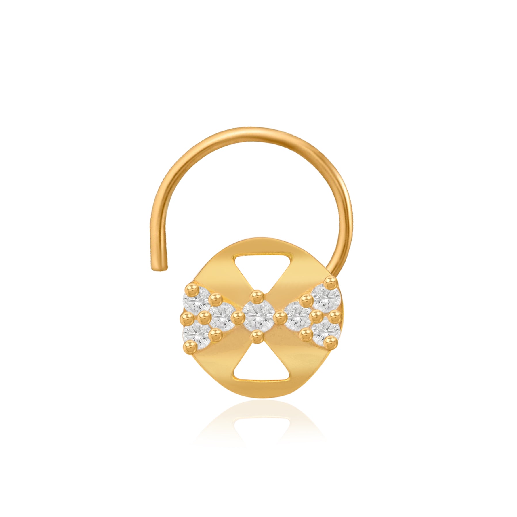 Multi Stone Minimalist Nose Pin – 925 Sterling Silver Yellow Plated