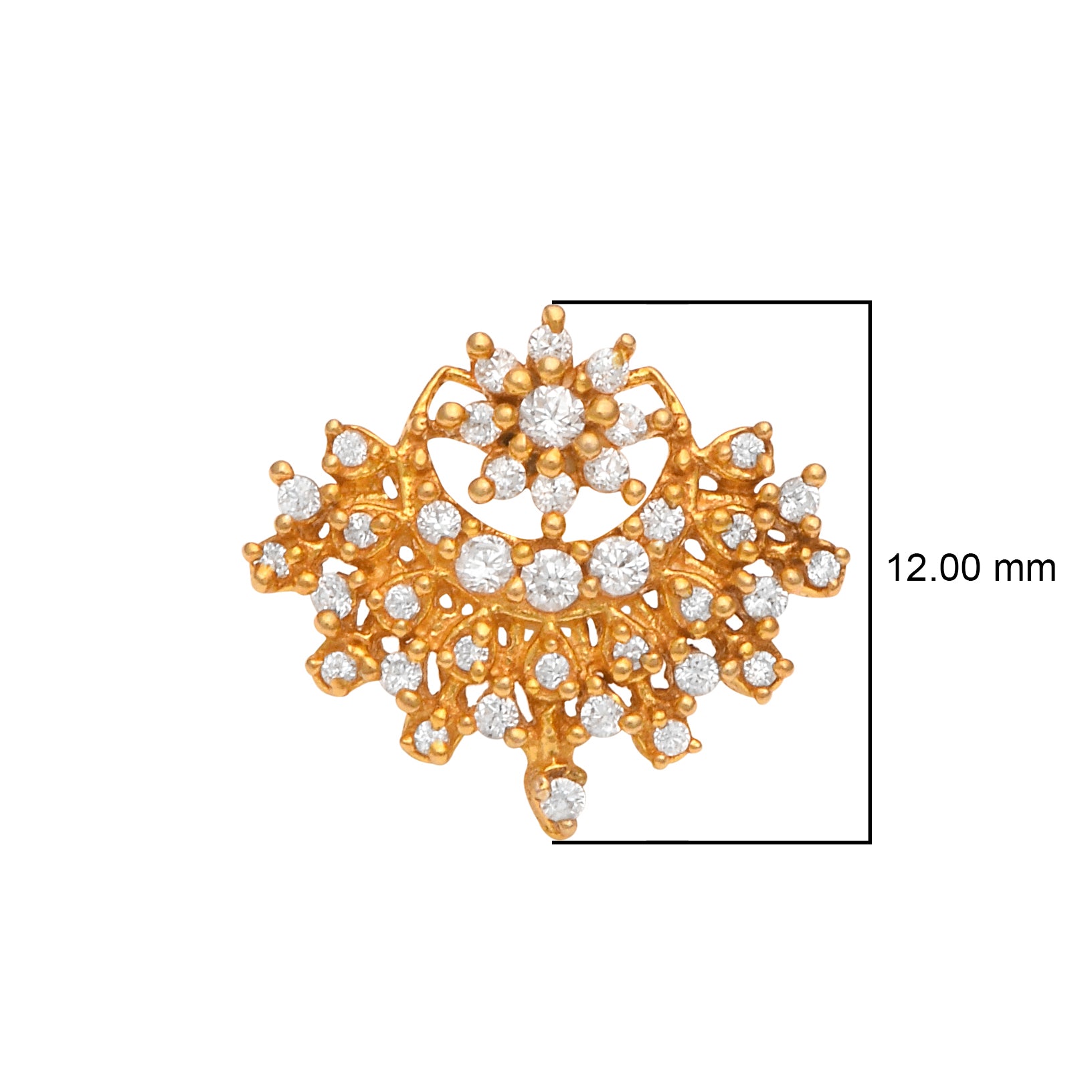 Gold Plated White CZ Traditional Nose Pin – Floral Filigree Statement Design