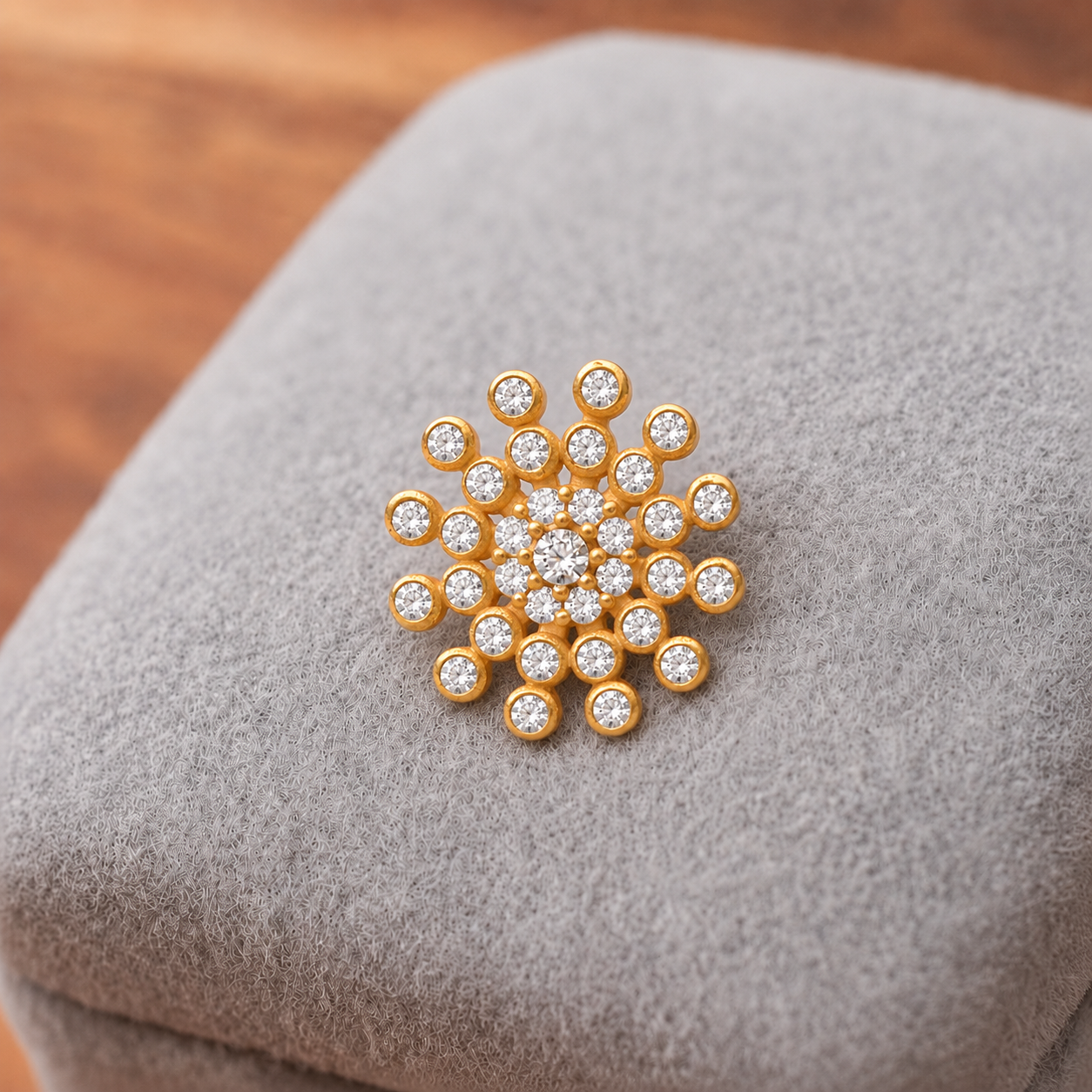 Gold Plated White CZ Floral Nose Pin – Sparkling Snowflake Statement Design