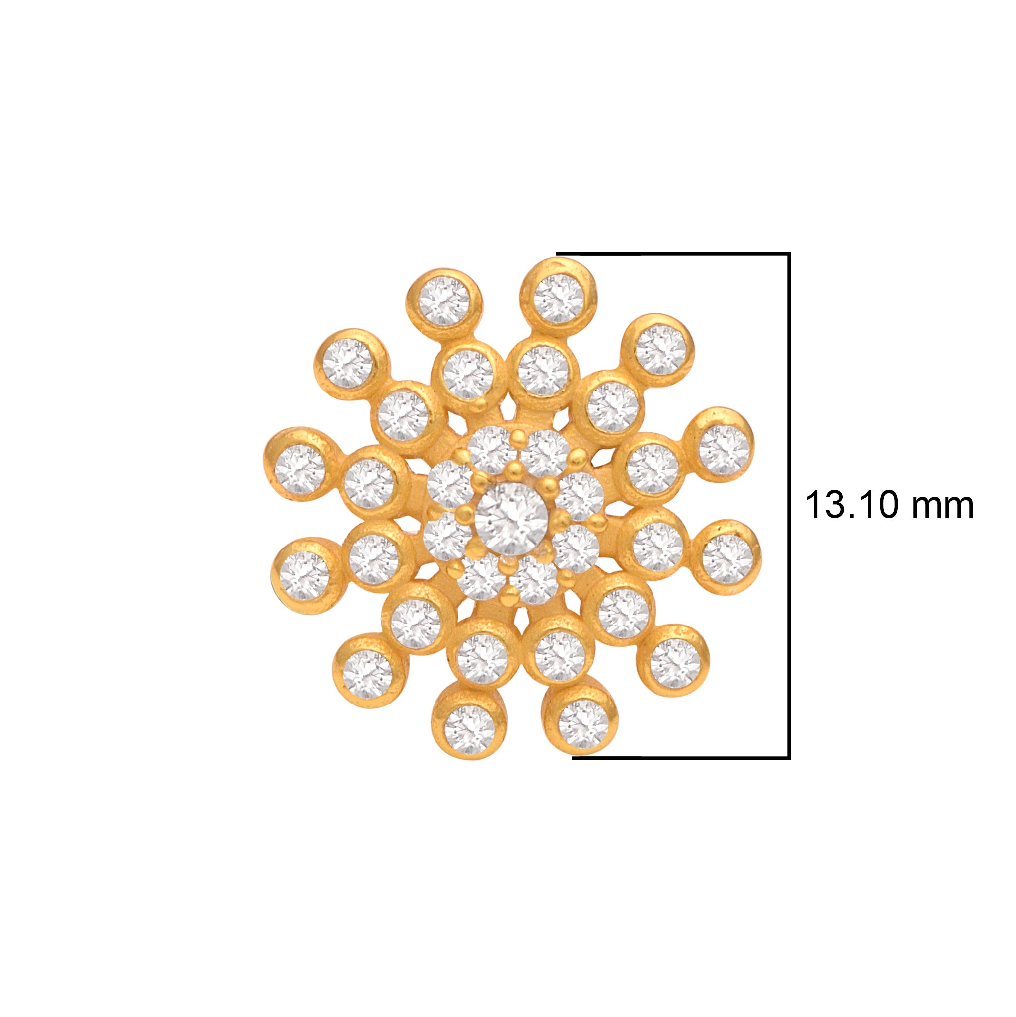 Gold Plated White CZ Floral Nose Pin – Sparkling Snowflake Statement Design