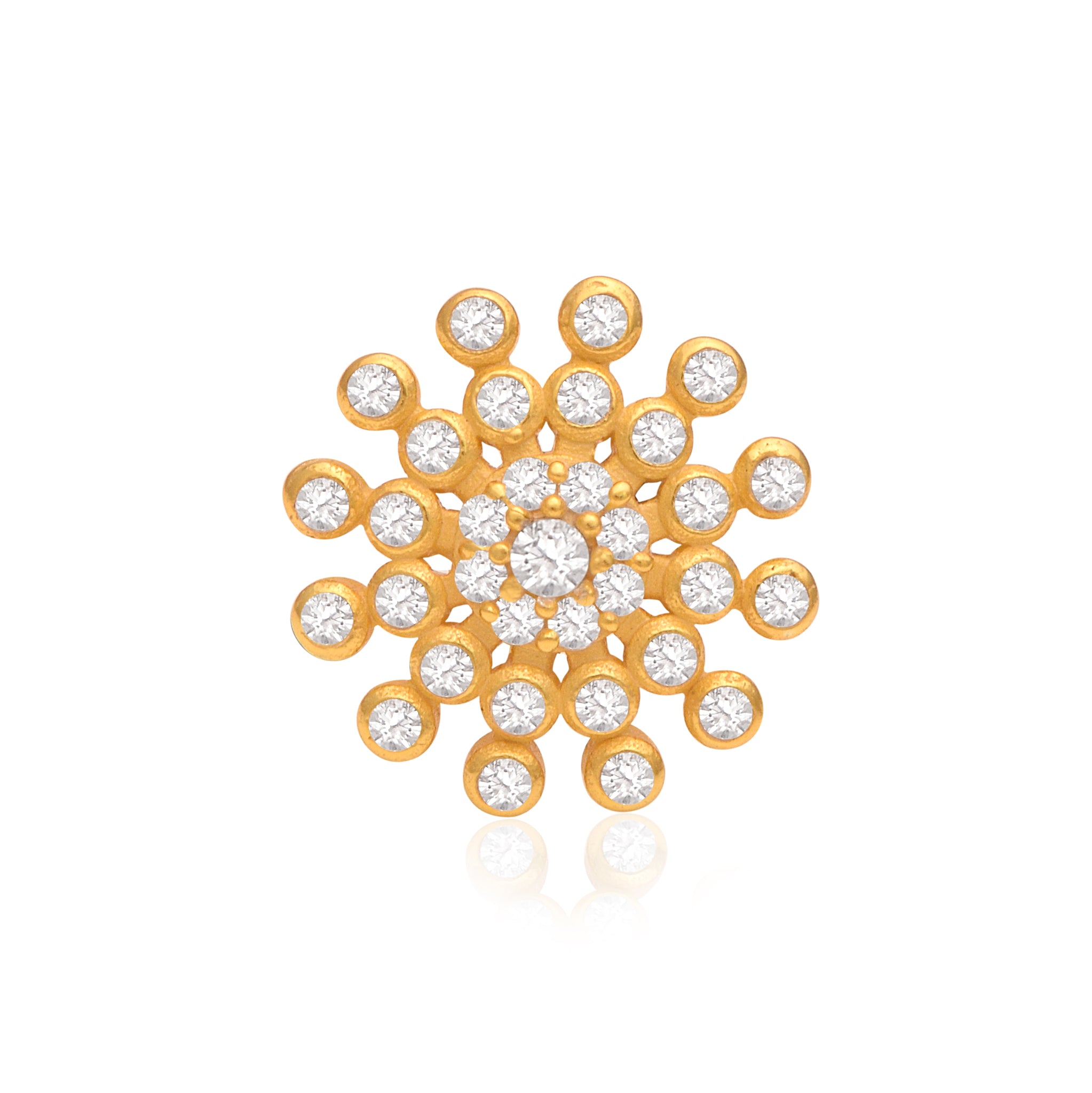 Gold Plated White CZ Floral Nose Pin – Sparkling Snowflake Statement Design