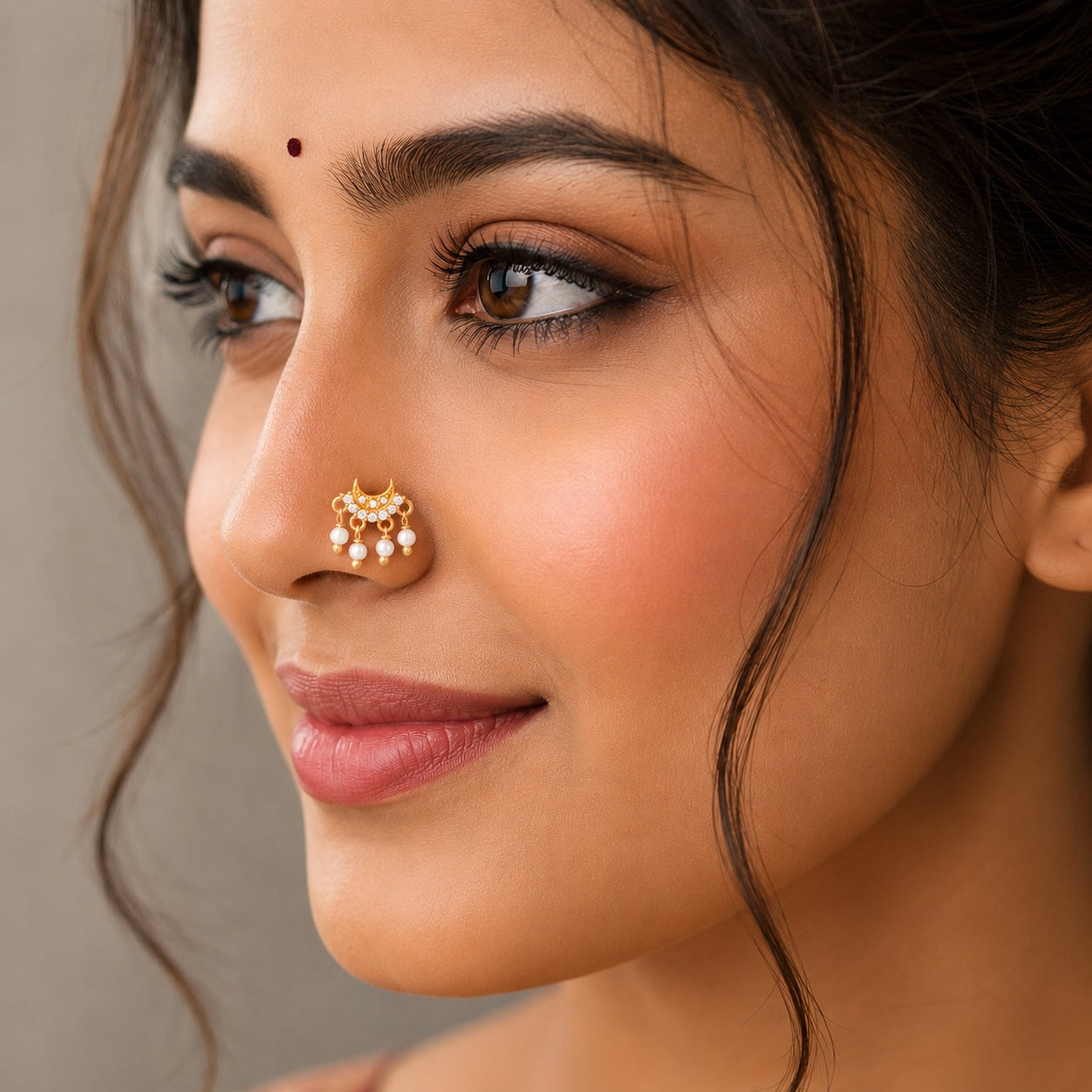 Pearl Dangle Nose Pin - Gold Plated 925 Sterling Silver