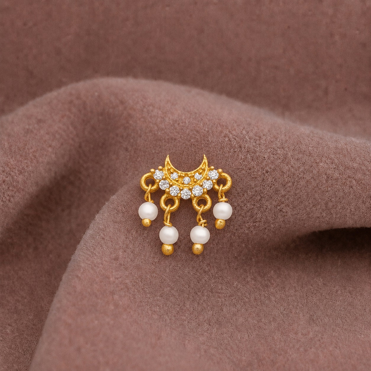 Pearl Dangle Nose Pin - Gold Plated 925 Sterling Silver