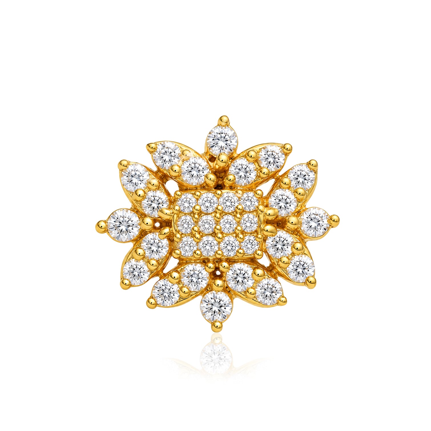 Floral Cluster CZ Nose Pin - Gold Plated 925 Sterling Silver