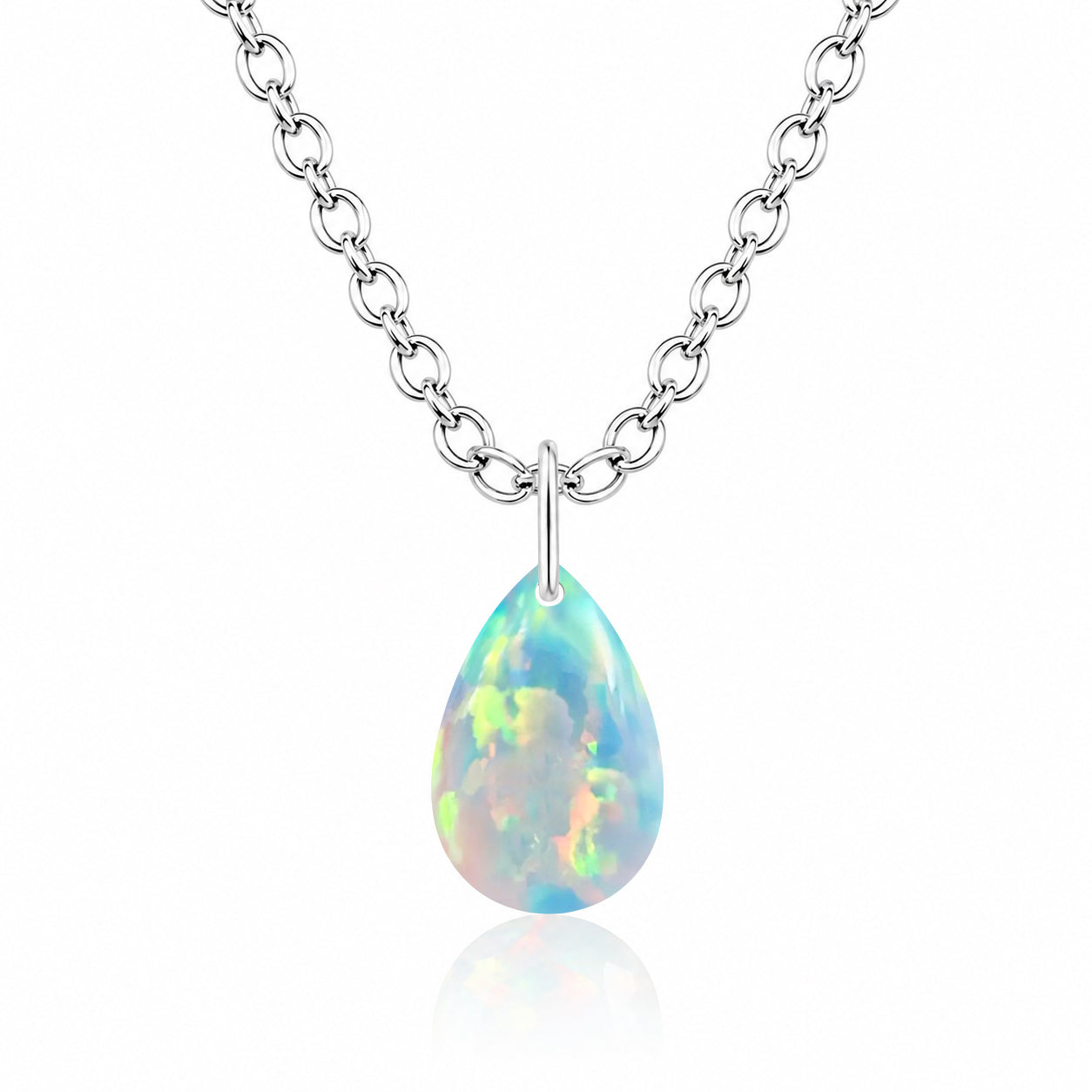 Pear Opal Solitaire Necklace - 925 sterling Silver