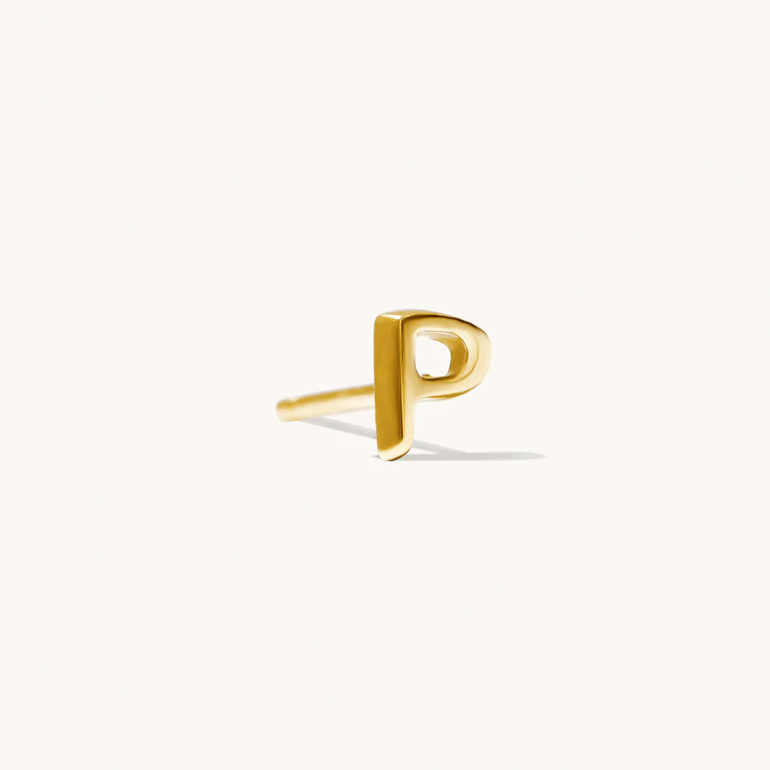 A to Z Initial Alphabet Studs Earrings – Sterling Silver Yellow Plated