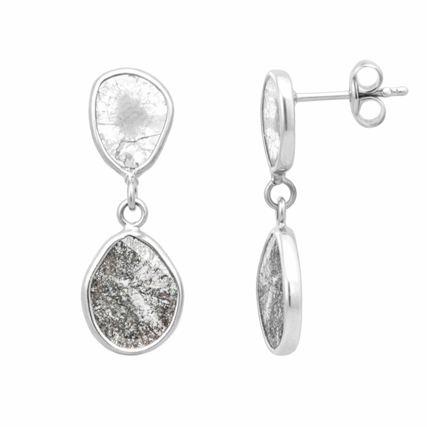 0.75 Ct Polki Diamond Drop Earrings - 925 Sterling Silver