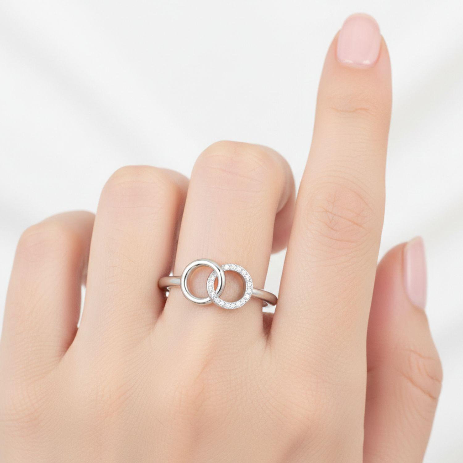 Interlocking Circle Adjustable Open Ring – Sterling Silver