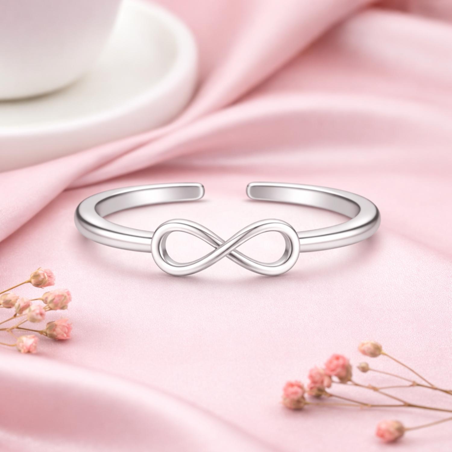 Infinity Open Adjustable Ring – Sterling Silver