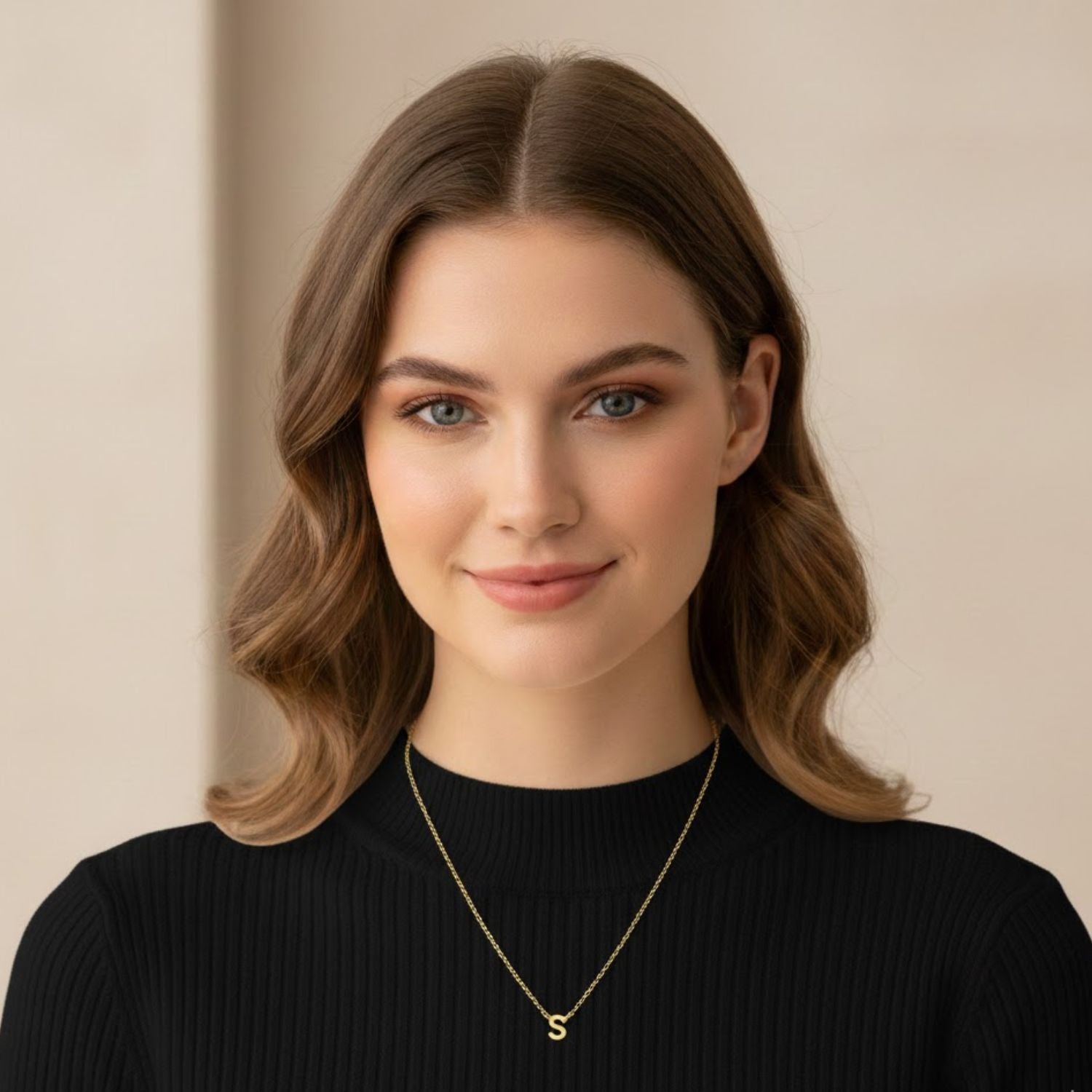 A to Z Initial Alphabet Studs Necklace – Sterling Silver Yellow Plated