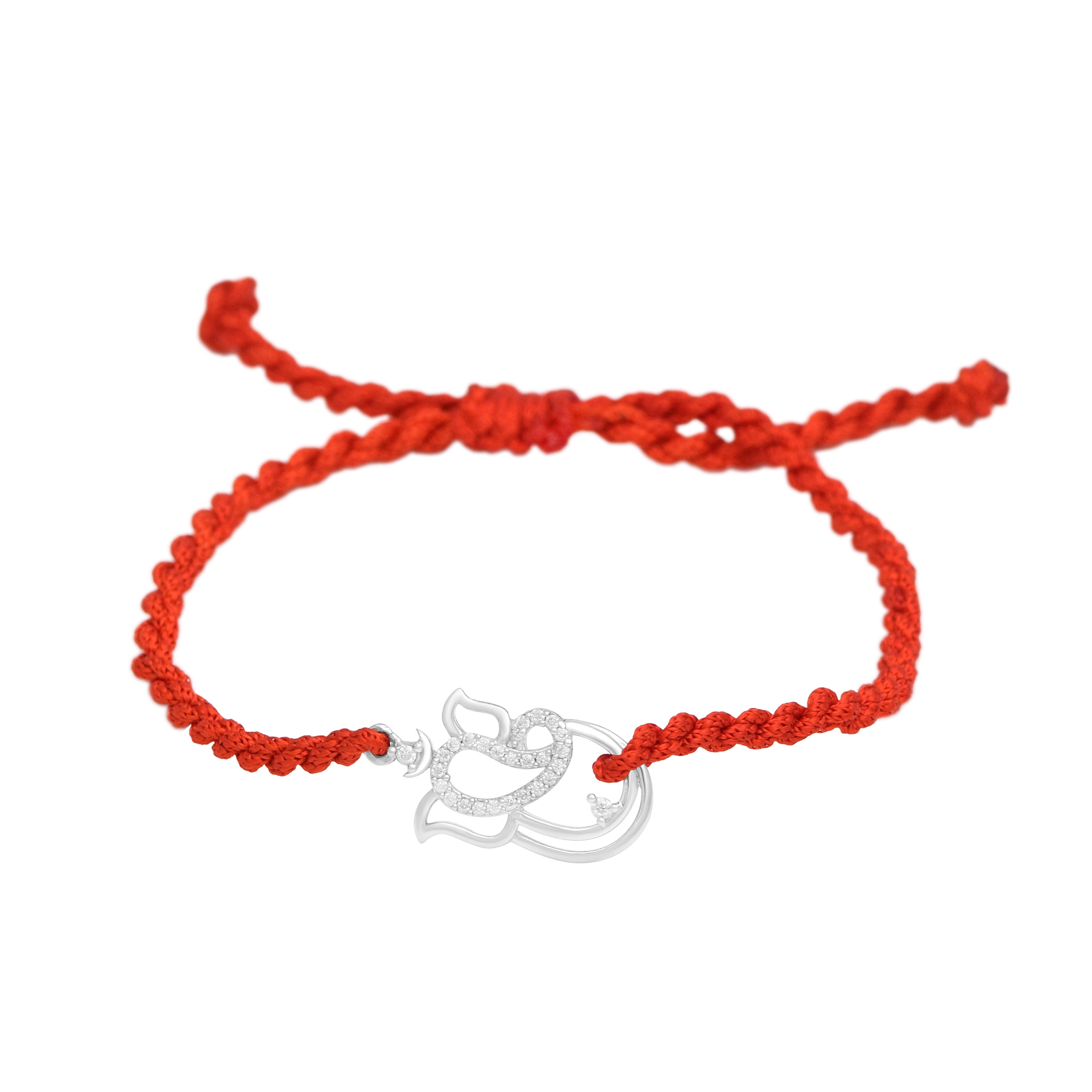 Om Symbol Thread Rakhi Bracelet - Sterling Silver