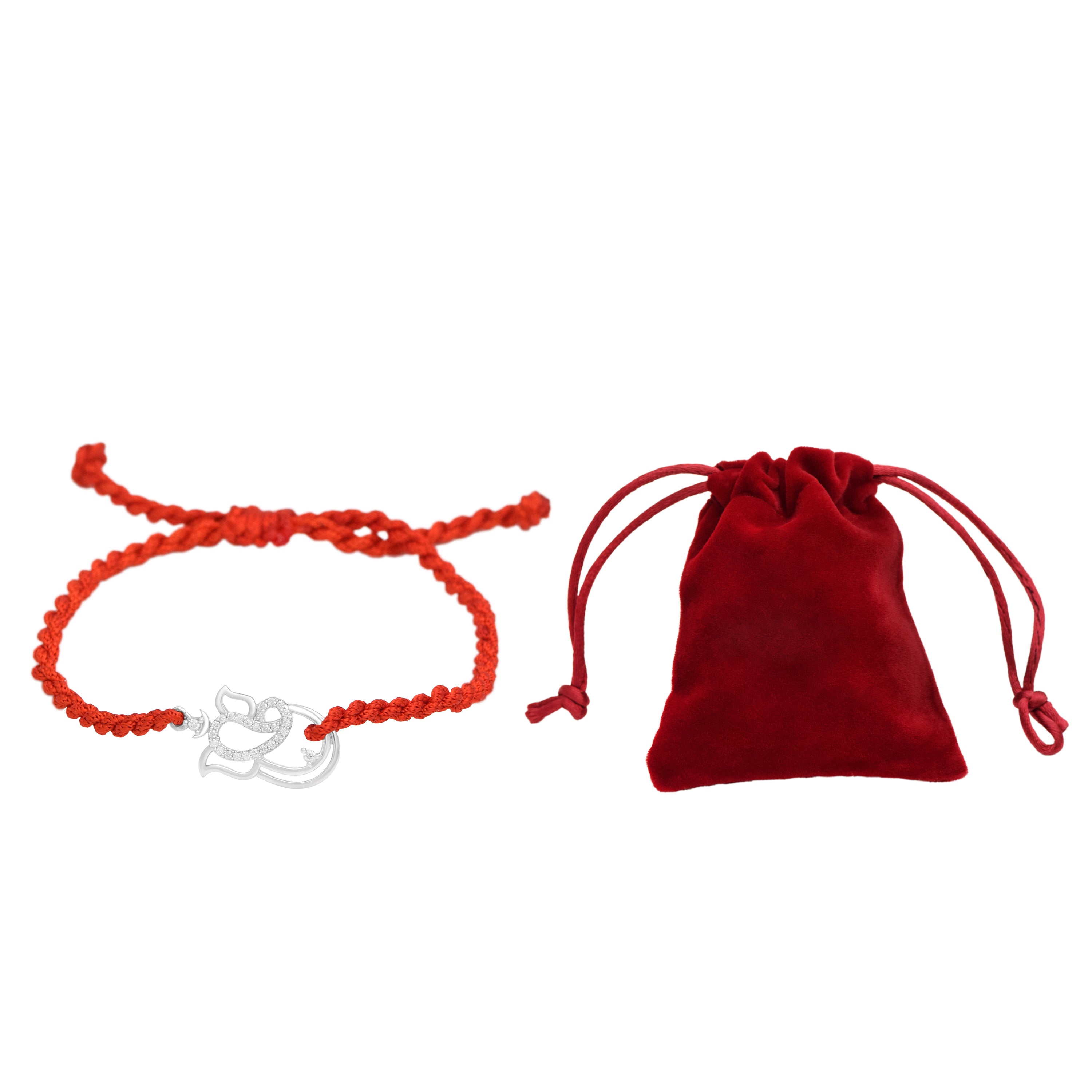 Om Symbol Thread Rakhi Bracelet - Sterling Silver