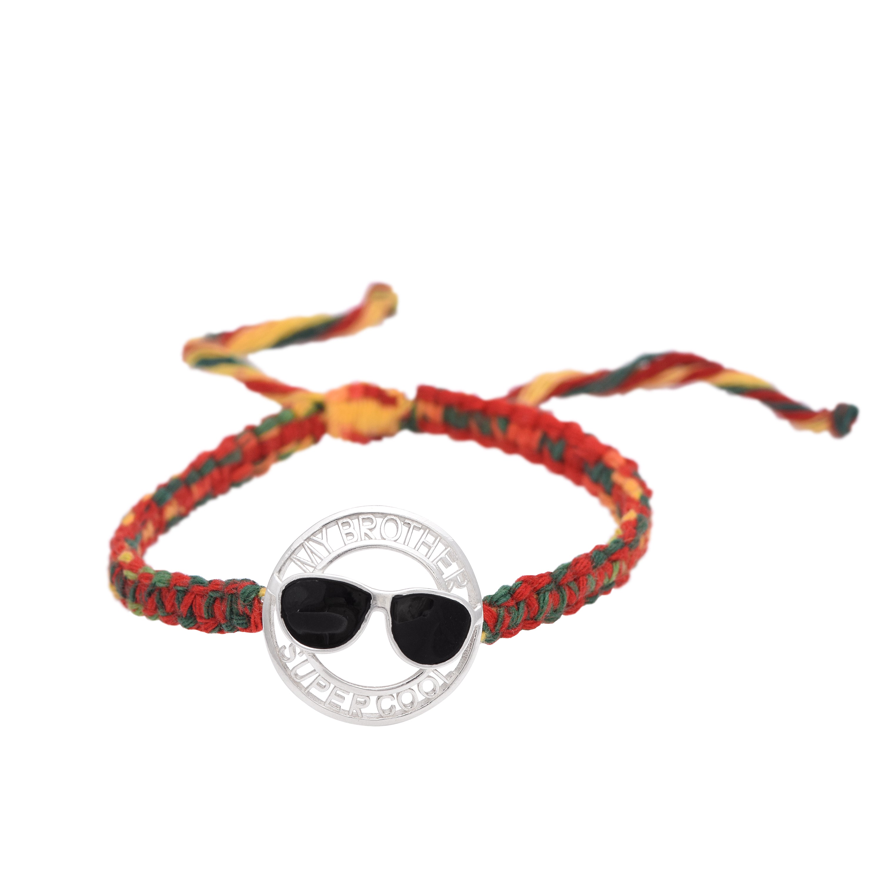 “My Brother Super Cool” Thread Rakhi Bracelet - Sterling Silver