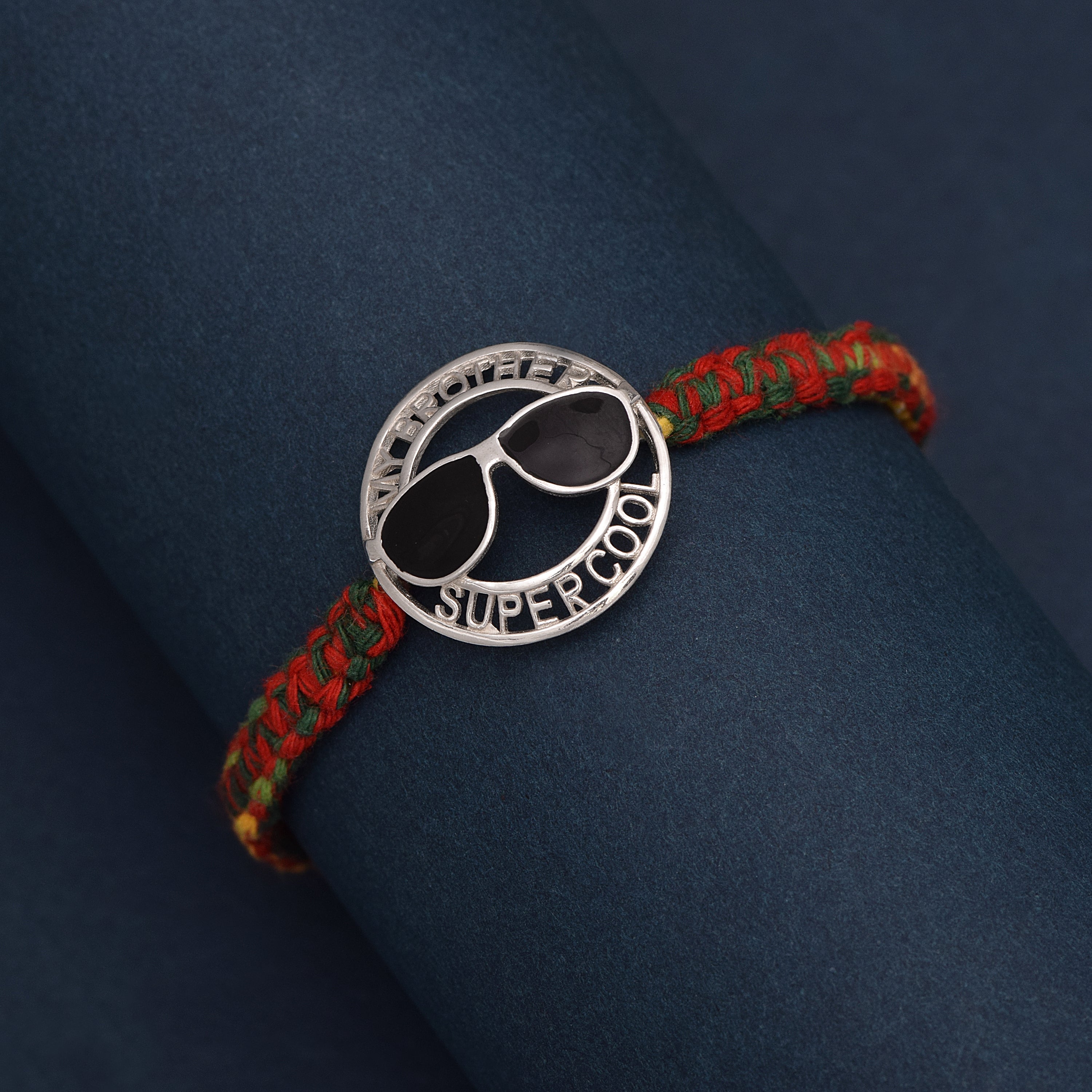 “My Brother Super Cool” Thread Rakhi Bracelet - Sterling Silver