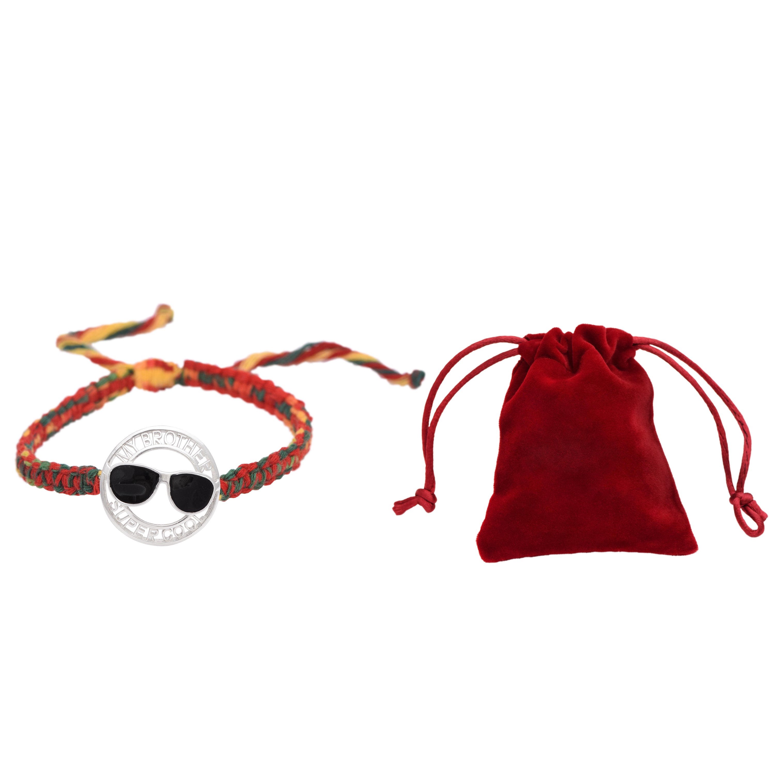 “My Brother Super Cool” Thread Rakhi Bracelet - Sterling Silver