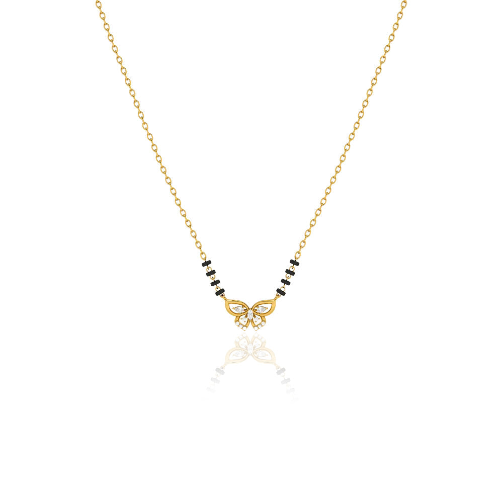 Butterfly Motif Mangalsutra – Sterling Silver Gold Plated