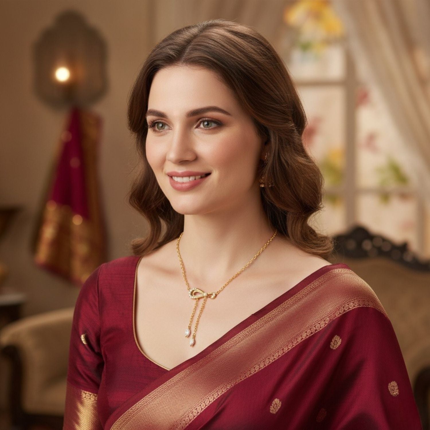 Bow Knot Drops Mangalsutra – Sterling Silver Gold Plated