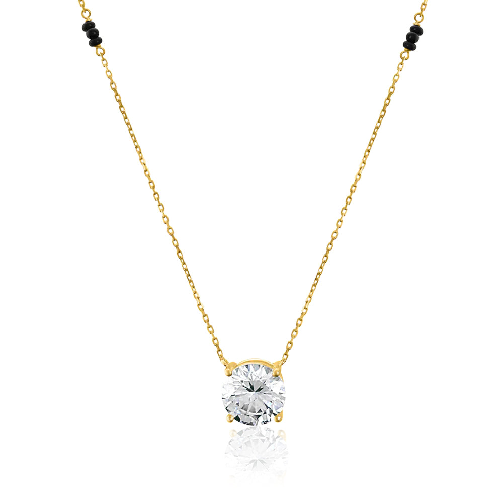 Solitaire Mangalsutra – Sterling Silver Gold Plated