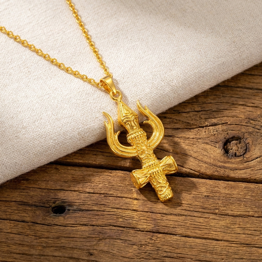 Trishul Damru Pendant - Sterling Silver