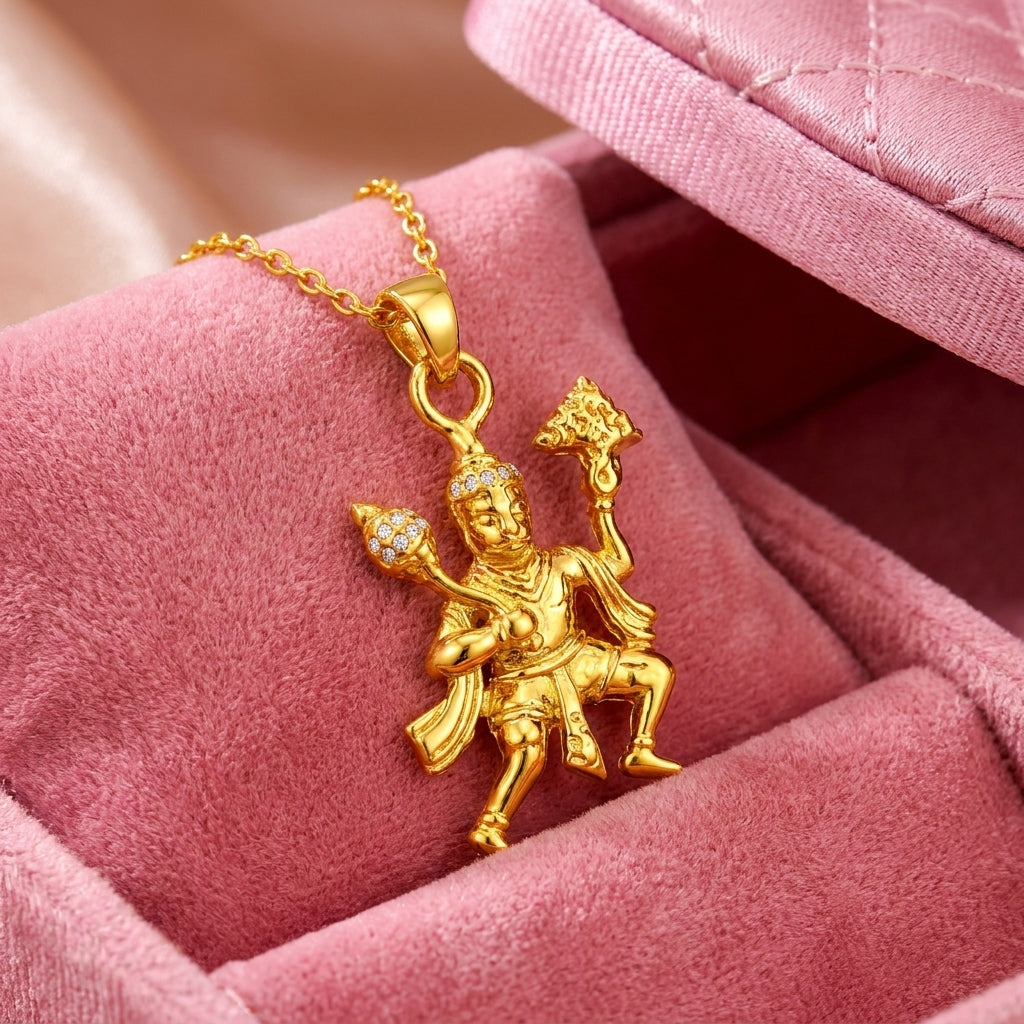 White CZ Hanuman Pendant - Sterling Silver