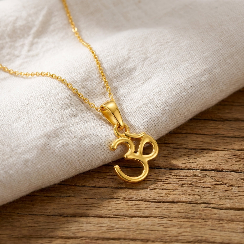 Om Pendant Religious Necklace - Sterling Silver