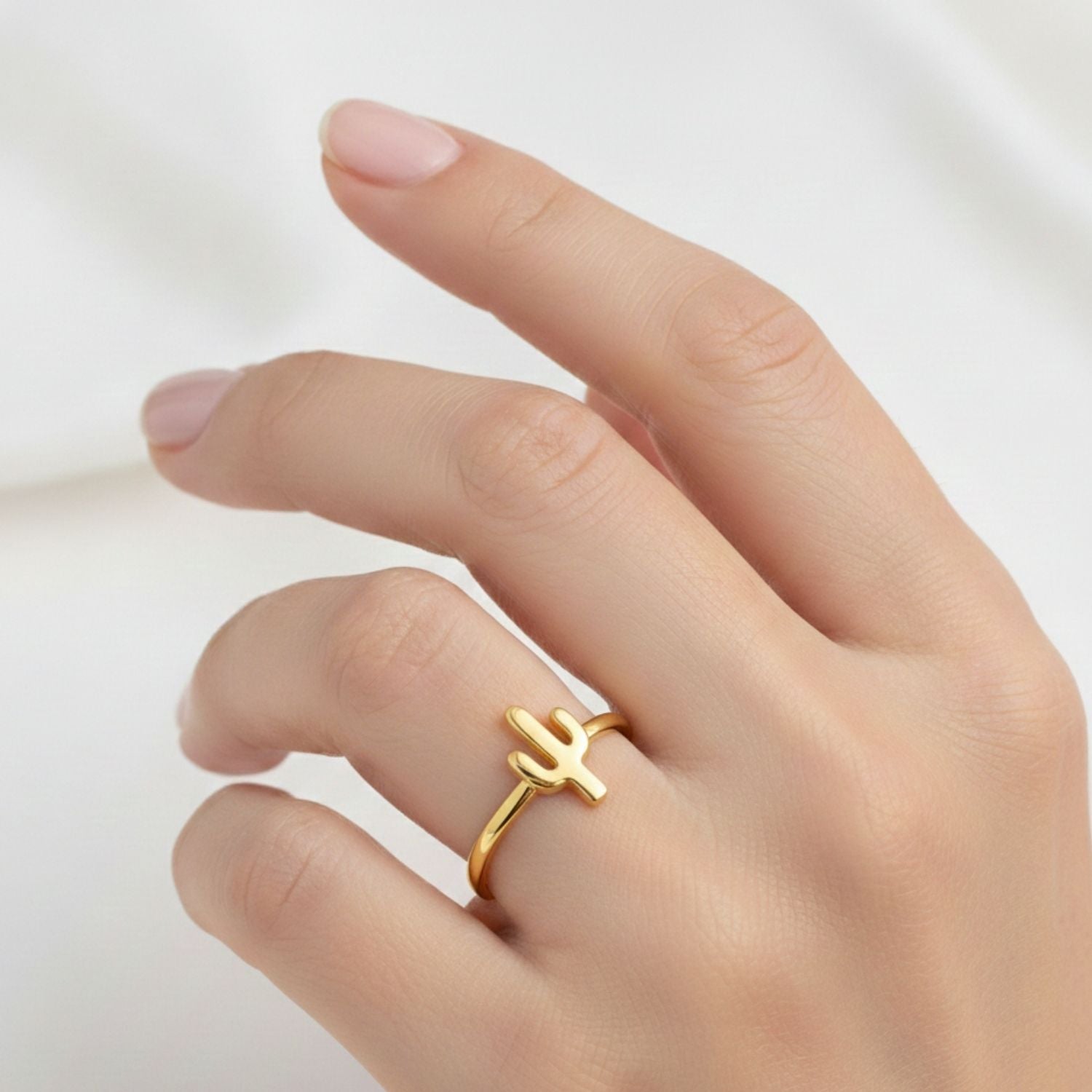 Minimalist Nature-Inspired Cactus Band Ring – Sterling Silver