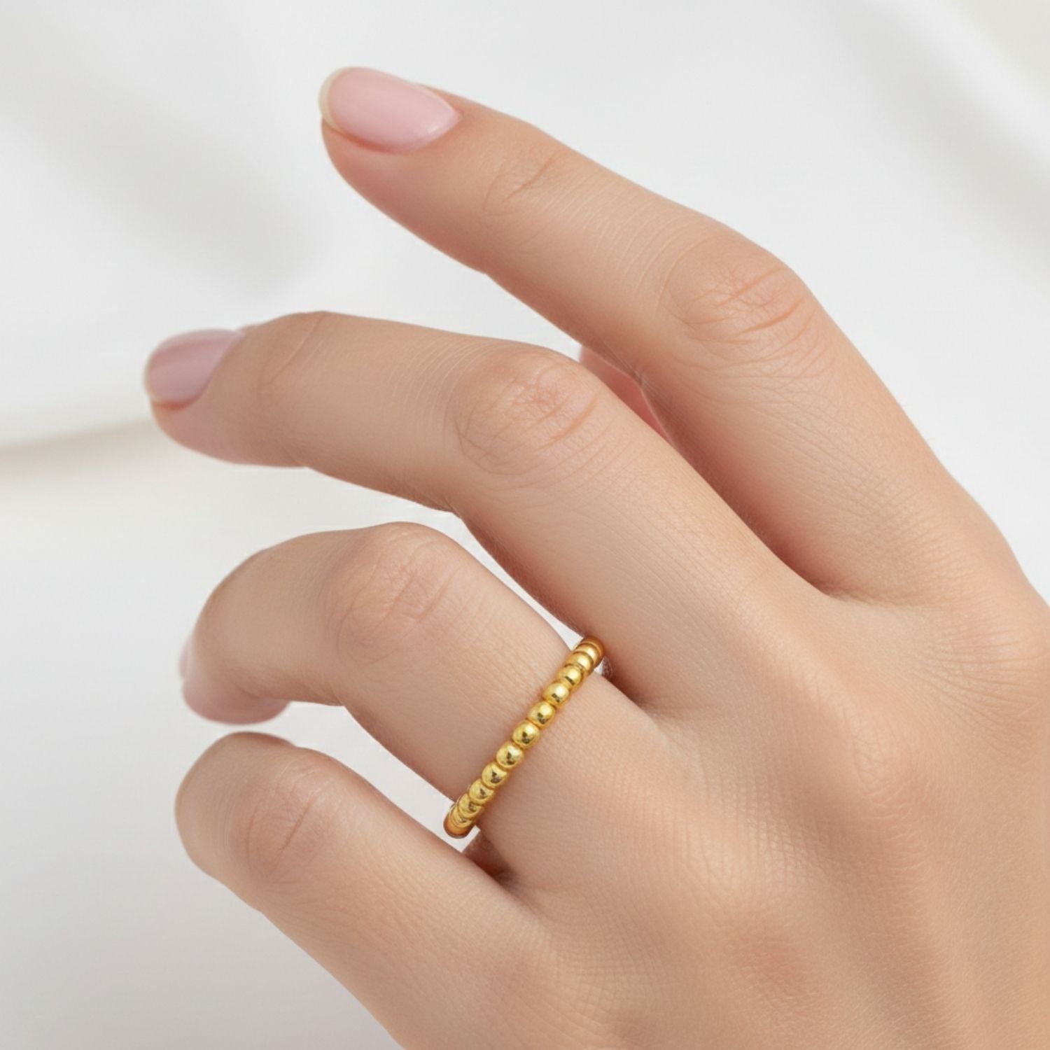 Classic Beaded Stackable Ring - Sterling Silver