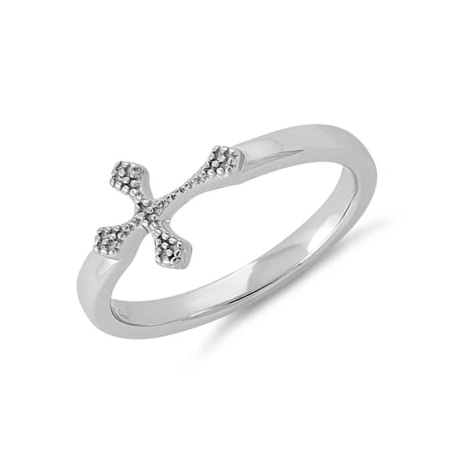 Textured Cross Ring - Sterling Silver