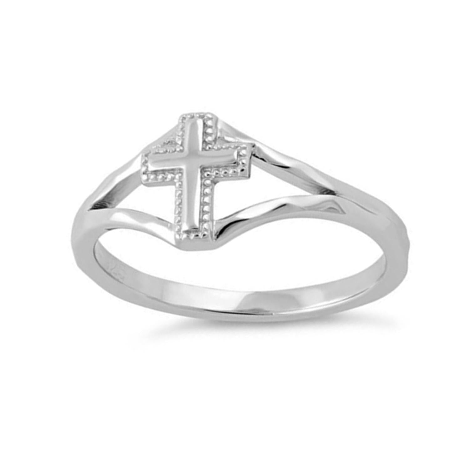 Split Shank Cross Ring - Sterling Silver