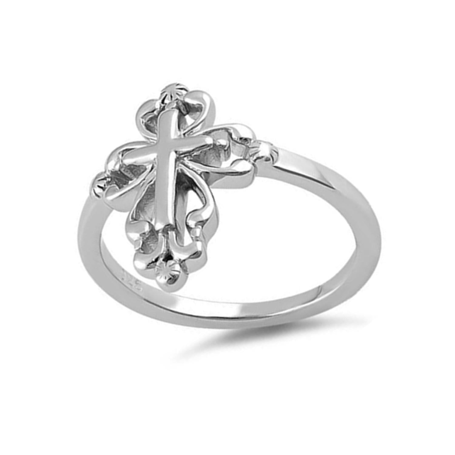 Filigree Cross Ring - Sterling Silver