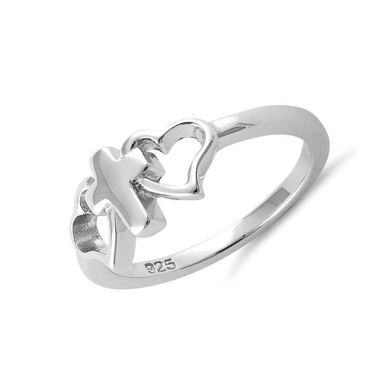 Cross & Heart Ring - Sterling Silver