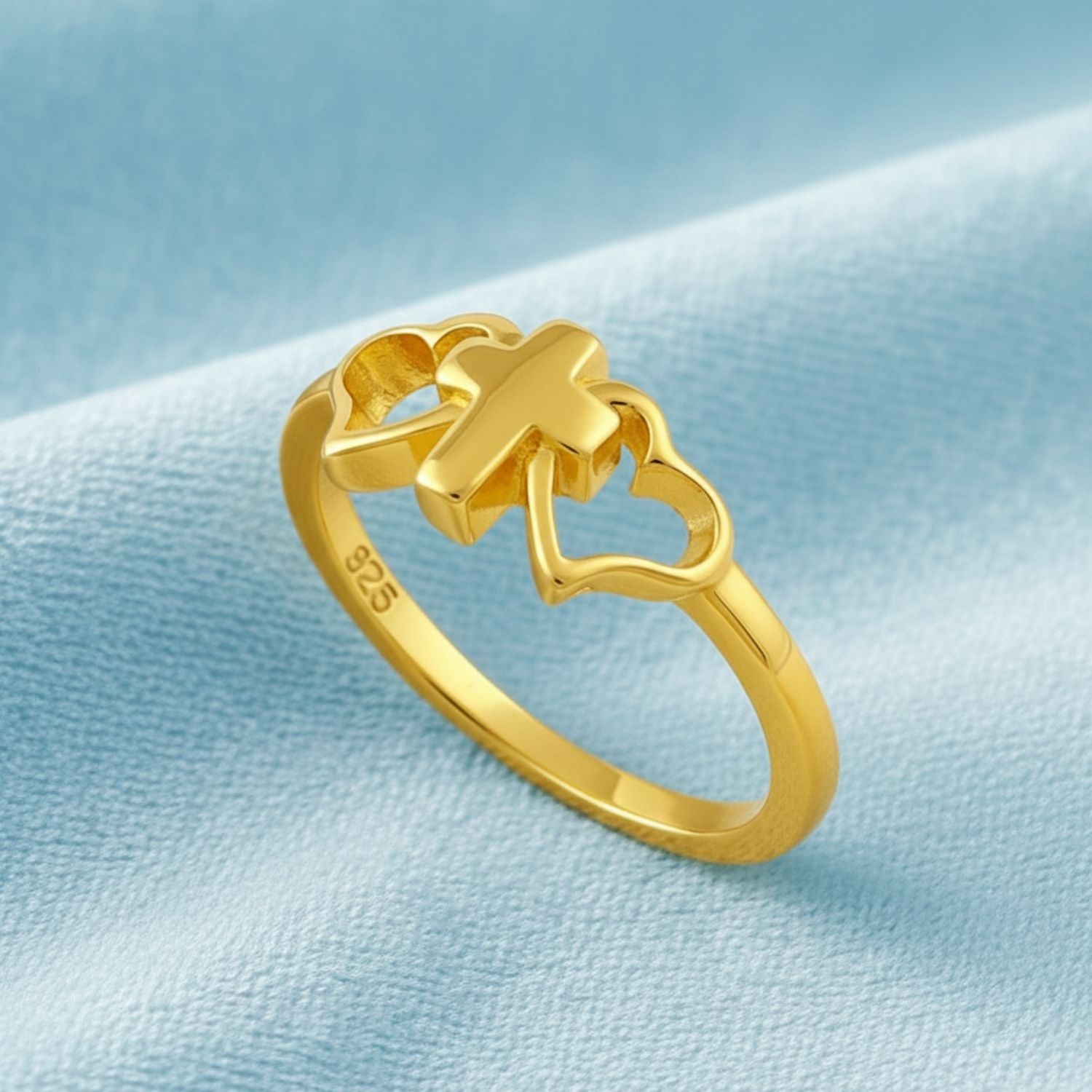 Cross & Heart Ring - Sterling Silver