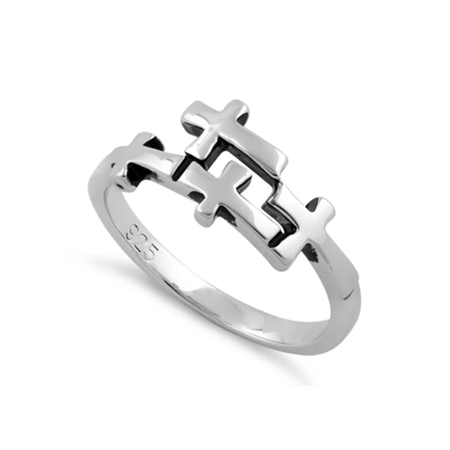 Double Cross Puzzle Ring - Sterling Silver